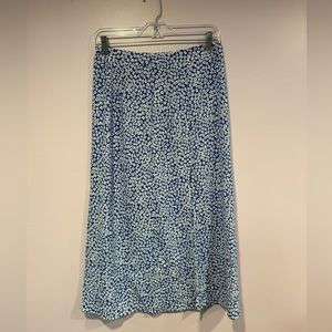 Blue floral maxi skirt with slit